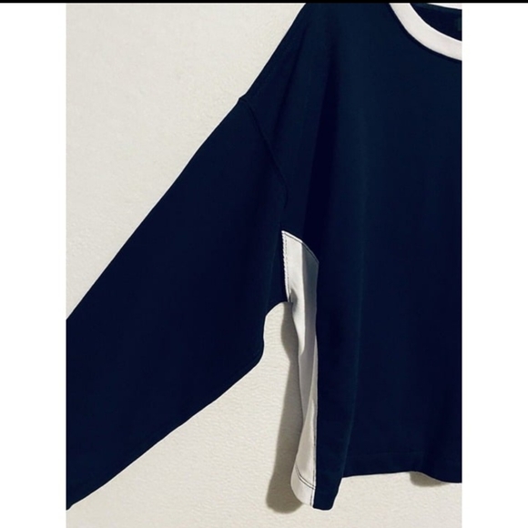 J.Crew University terry cotton cropped sweatshirt XL NAVY BNWT SO 1 Left! - Picture 6 of 14